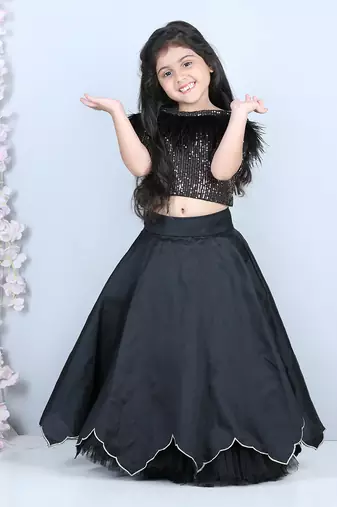 Black sequence top lehenga set