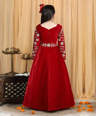Maroon velvet lehenga set 4