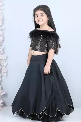 Black sequence top lehenga set