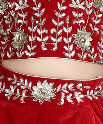 Maroon velvet lehenga set 5