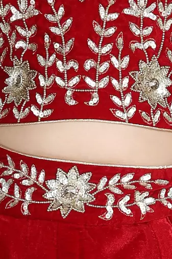 Maroon velvet lehenga set