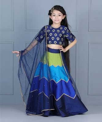 Navy blue embriodered lehenga set 1