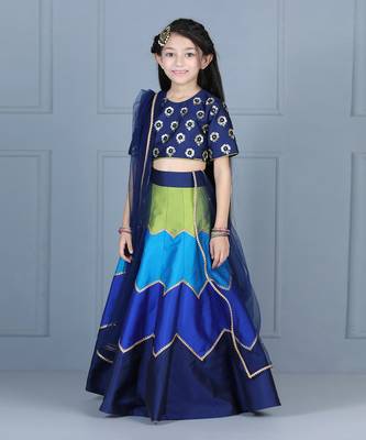 Navy blue embriodered lehenga set 4