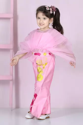 Light pink silk pant set
