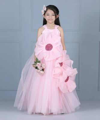 Light pink net flare dress 1
