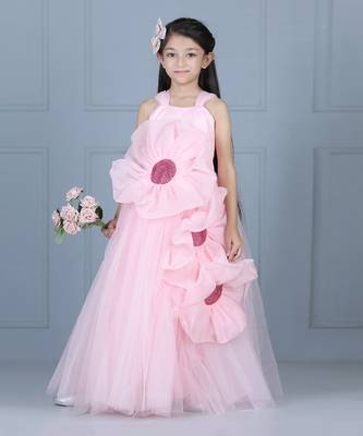 Light pink net flare dress 2