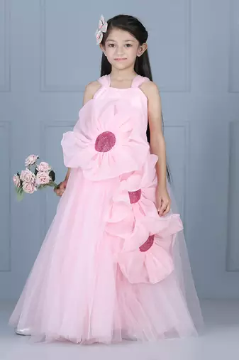Light pink net flare dress