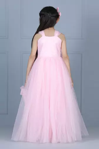 Light pink net flare dress
