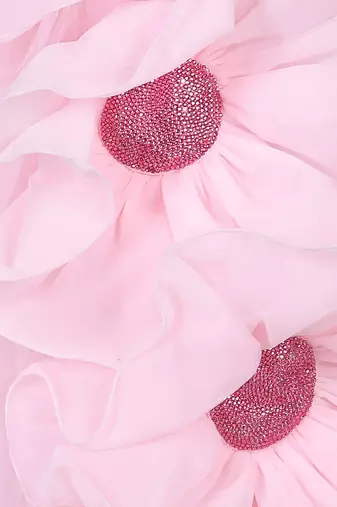 Light pink net flare dress
