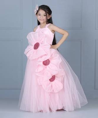 Light pink net flare dress 5