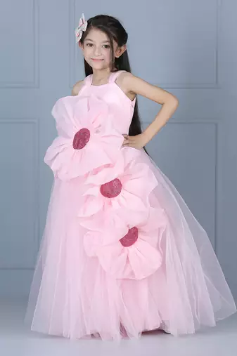 Light pink net flare dress