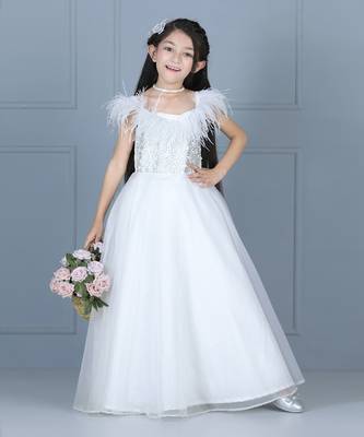 White furr detailing gown 1