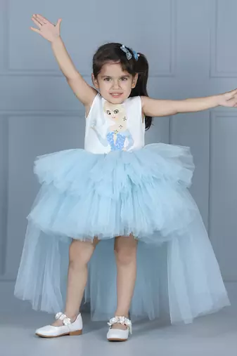 White net flare elsa dress
