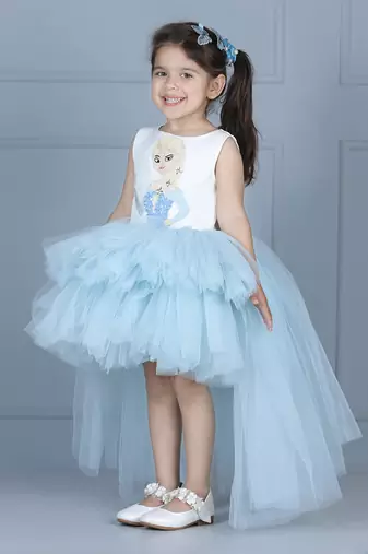 White net flare elsa dress