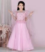 Pink pearl and stone work lehanga set