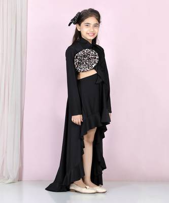 Black cut on sides and flower detailing dress 3