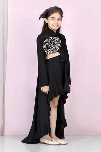 Black cut on sides and flower detailing dress
