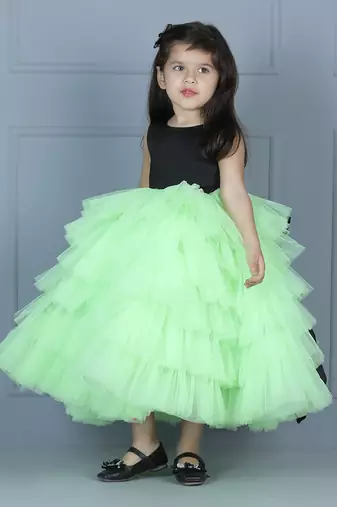 Neo green net tulle dress