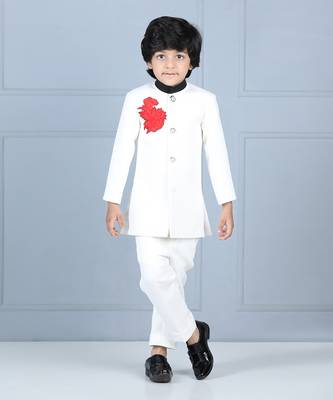 White flower motif achkan set 1