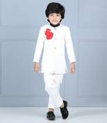 White flower motif achkan set