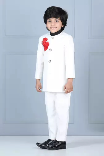 White flower motif achkan set