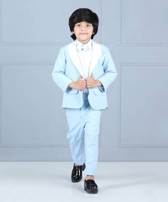 Ice blue boy coat and pant 1