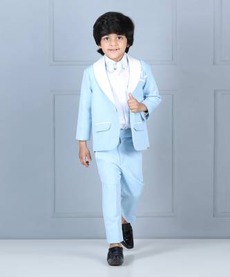 Ice blue boy coat and pant 2