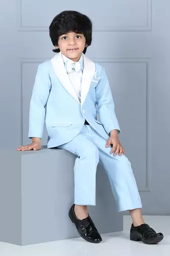 Ice blue boy coat and pant