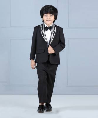 Black metallic strip tuxedo set 1