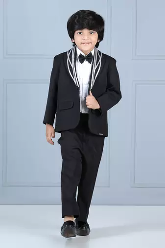 Black metallic strip tuxedo set