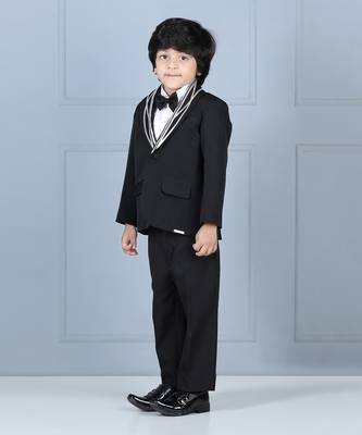 Black metallic strip tuxedo set 3