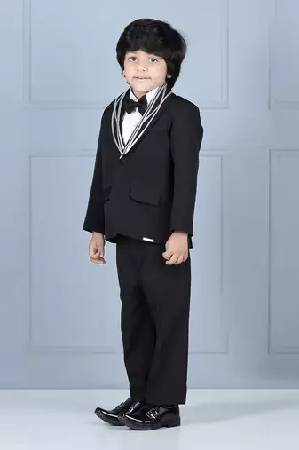 Black metallic strip tuxedo set