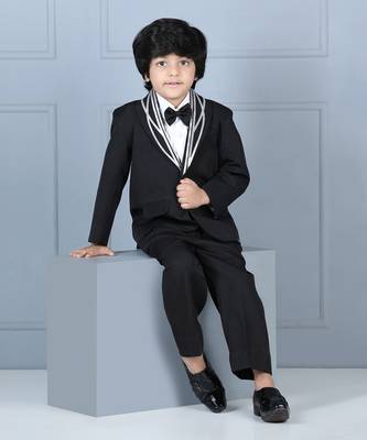 Black metallic strip tuxedo set 4