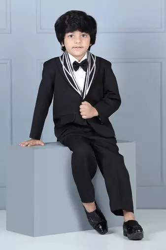 Black metallic strip tuxedo set