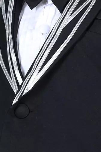 Black metallic strip tuxedo set