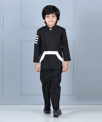 Black high neck coat and pant 1