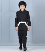 Black high neck coat and pant