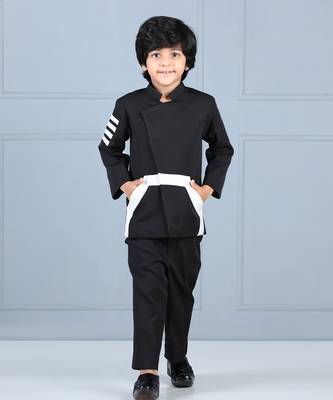 Black high neck coat and pant 2