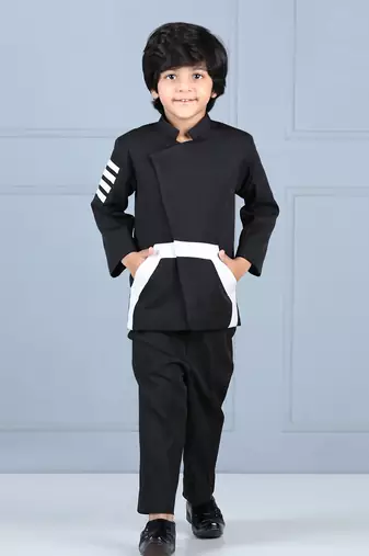 Black high neck coat and pant