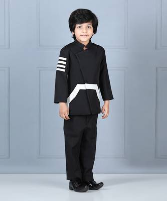 Black high neck coat and pant 3