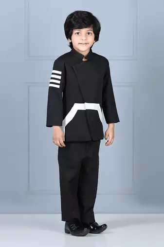 Black high neck coat and pant