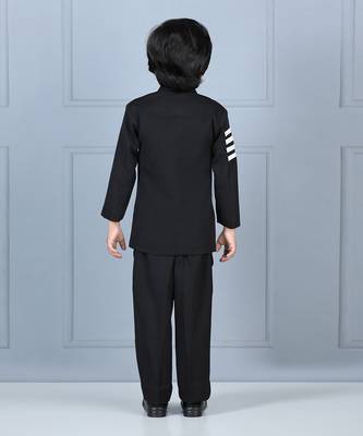 Black high neck coat and pant 4