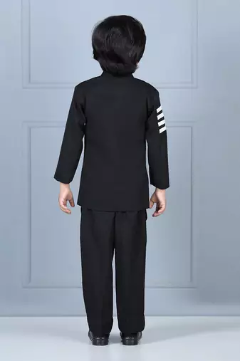 Black high neck coat and pant