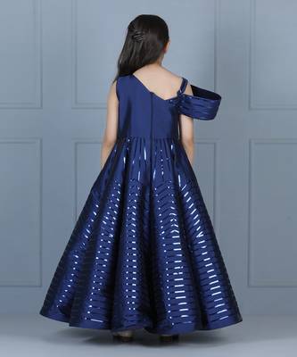 Blue glossy taping embellished gown 4