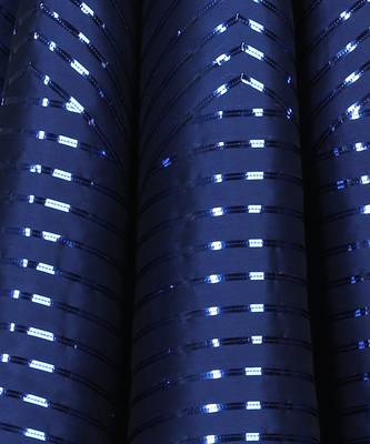 Blue glossy taping embellished gown 5