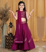 Mauve leather work lehanga set