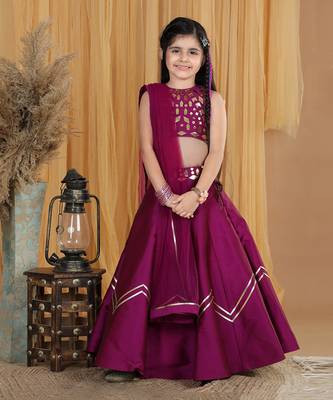 Mauve leather work lehanga set 4