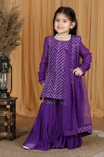 Purple gotta work sharara set