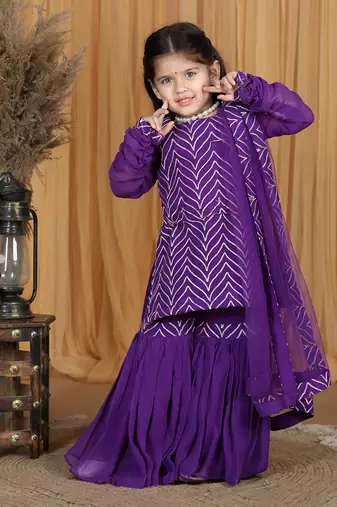 Purple gotta work sharara set
