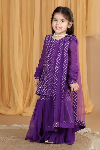 Purple gotta work sharara set